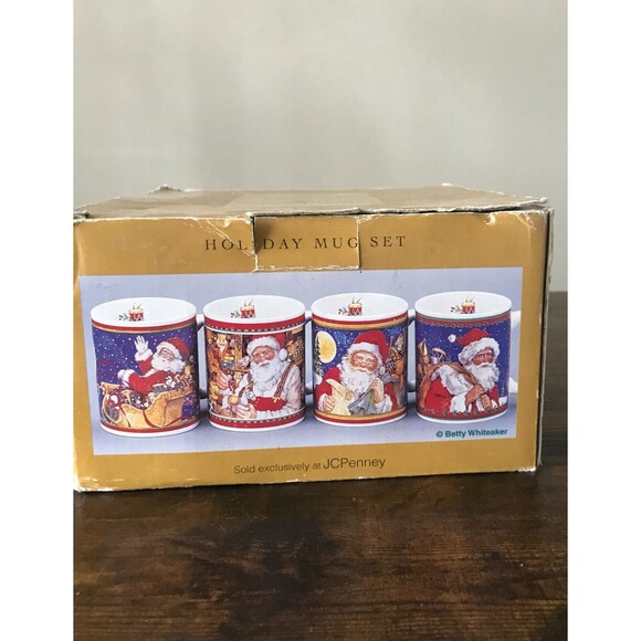 JC Penney Exclusive Set of 4 Holiday Mugs Ceramic/Porcelain1999 Betty Whiteaker - Picture 1 of 10